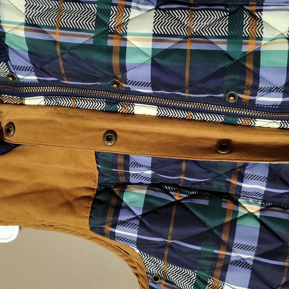 Bob Timberlake Blue & Tan Plaid Puffer Full Zip Vest Size L - Picture 5 of 8